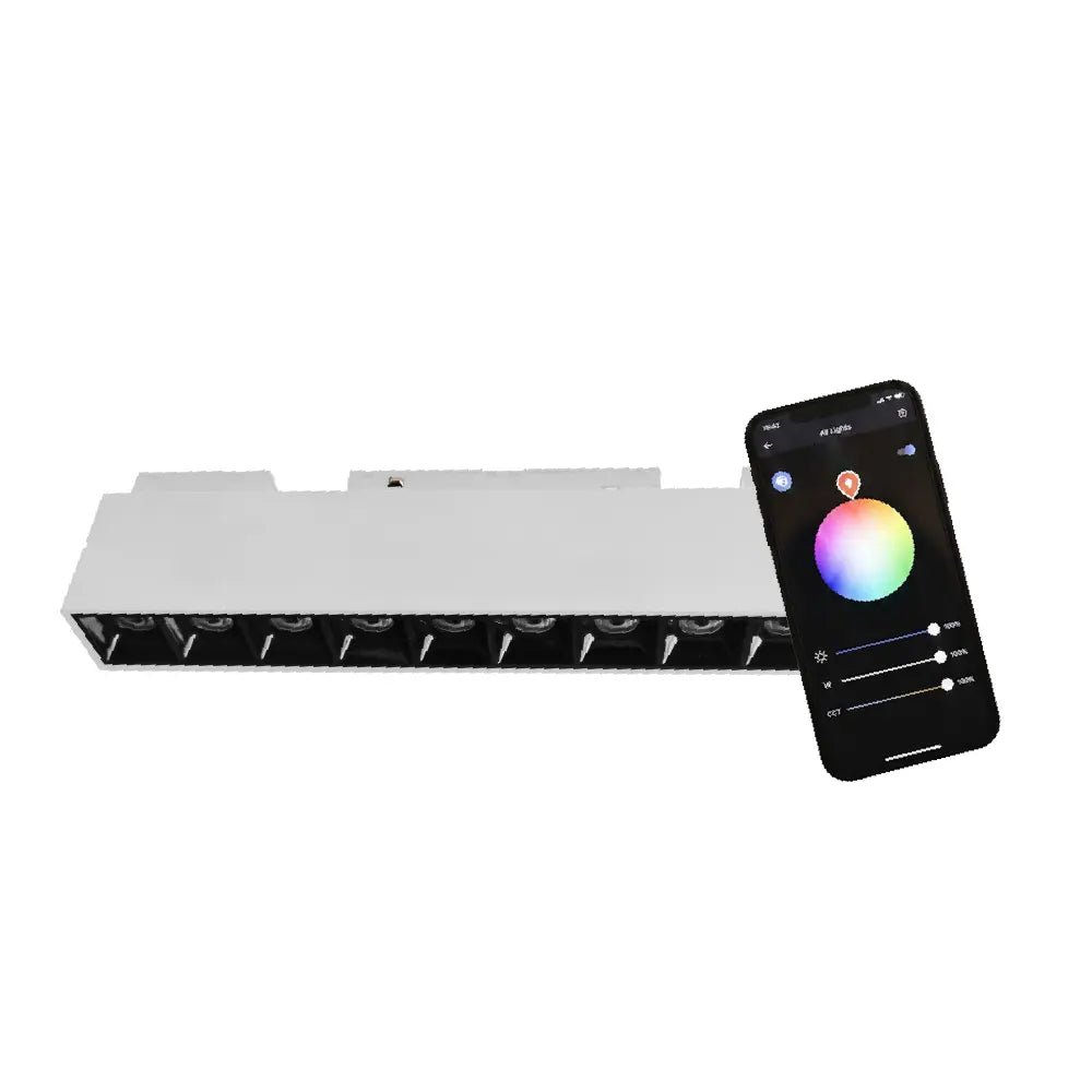 LED light strip with smartphone app on a white background