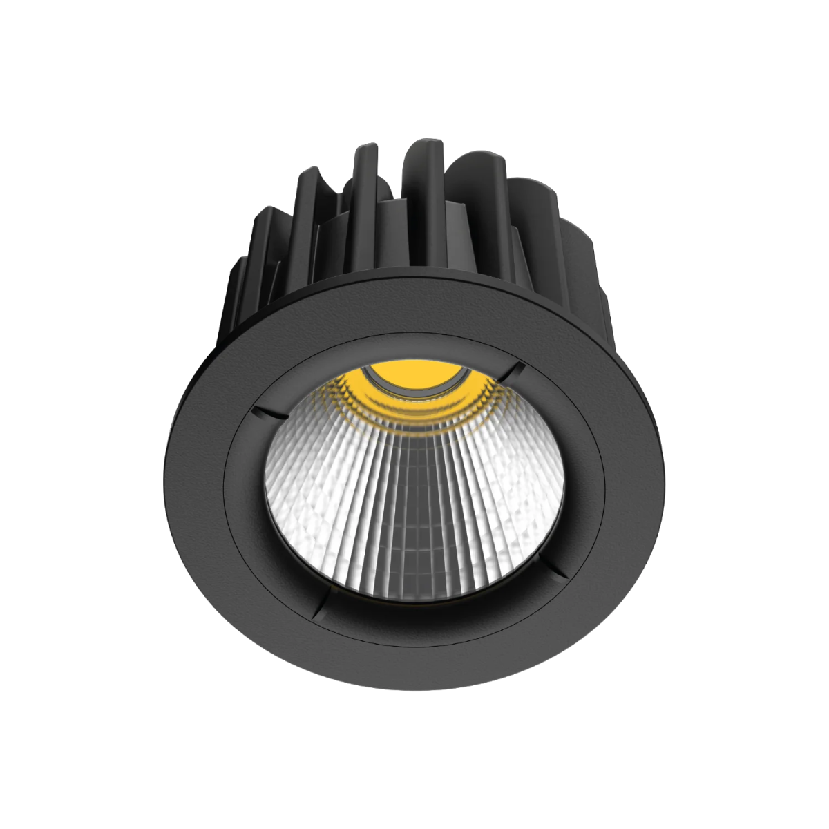 Black LED downlight on a white background