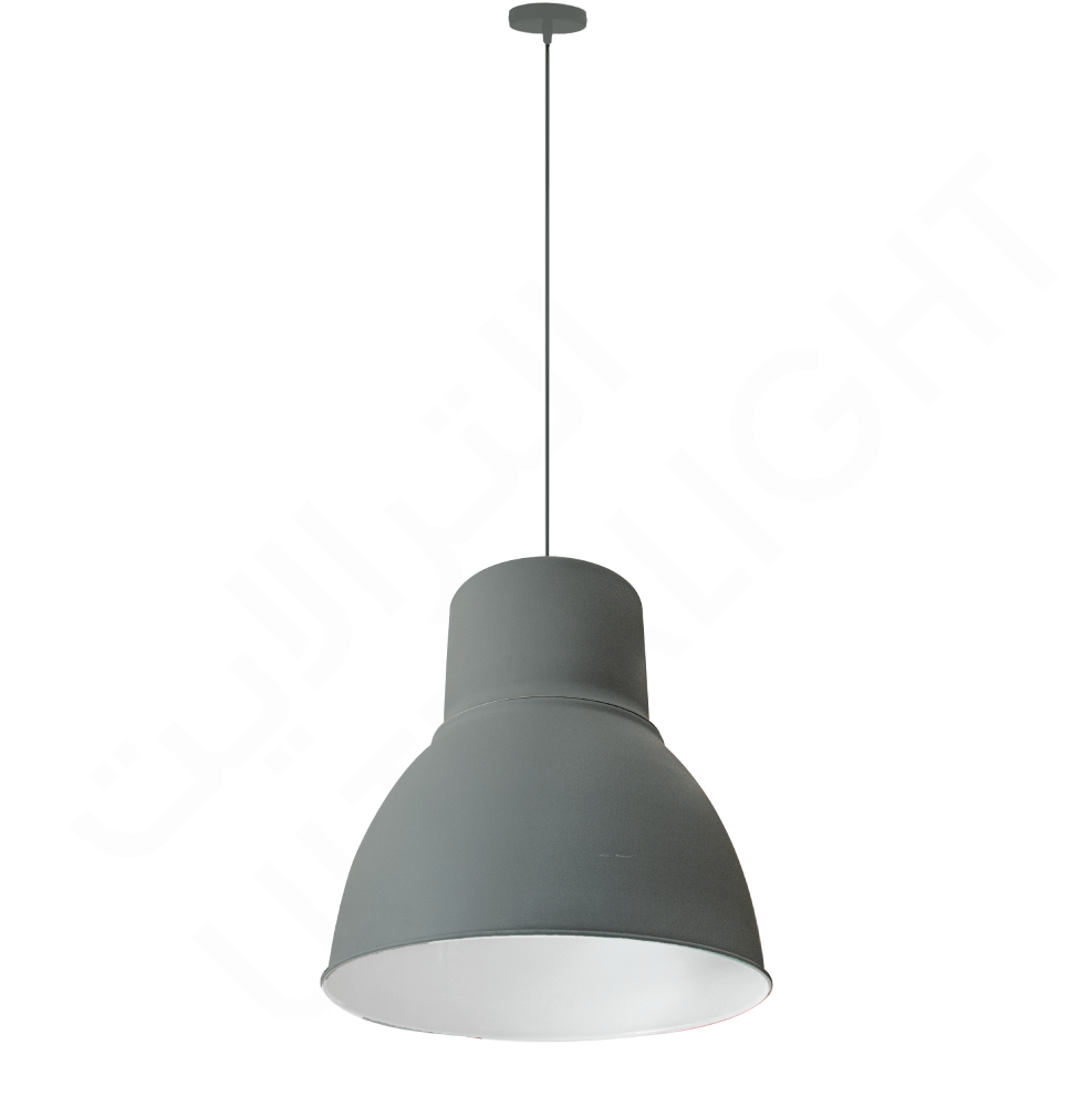 Gray pendant light on a white background