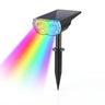 Solar-powered LED light with colorful rainbow projection on a white background