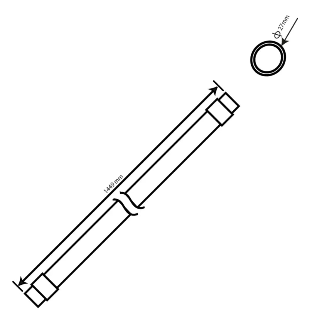 Technical drawing of a cylindrical component with dimensions on a white background