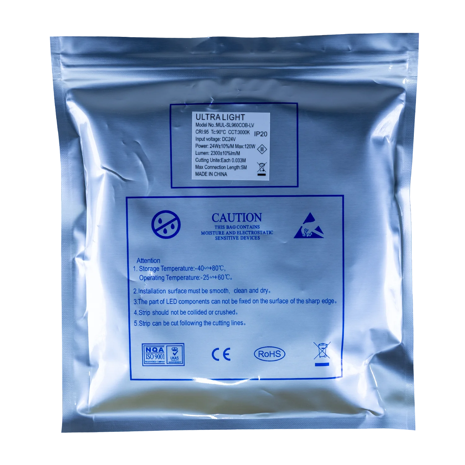 Ultra Light Double Line COB LED Strip Light 24W/m – 5M, High CRI >95 (COB-960p)