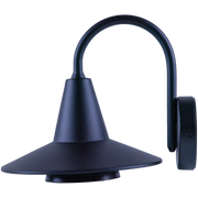 Black outdoor wall light fixture on a white background