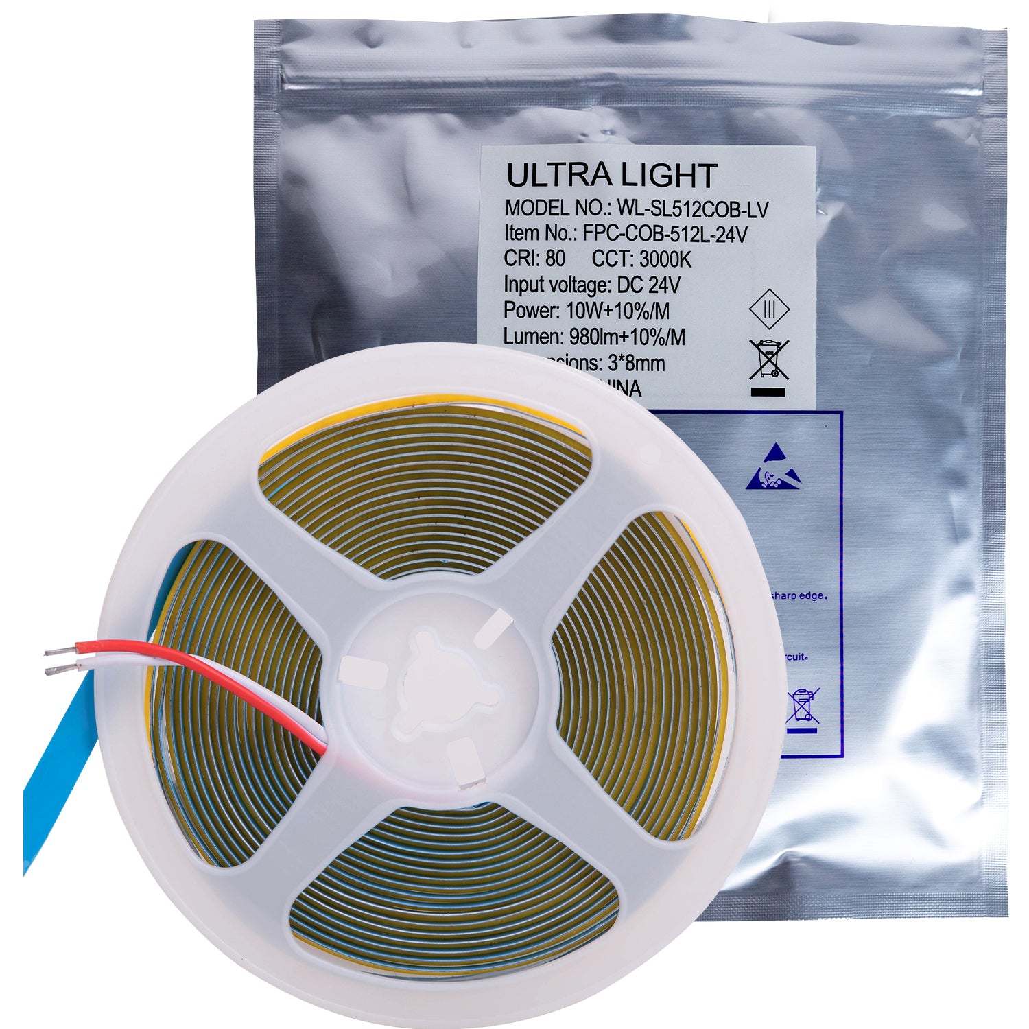 شريط ليد الترالايت 10 واط 5 متر 24 فولت (FPC-COB-512L)