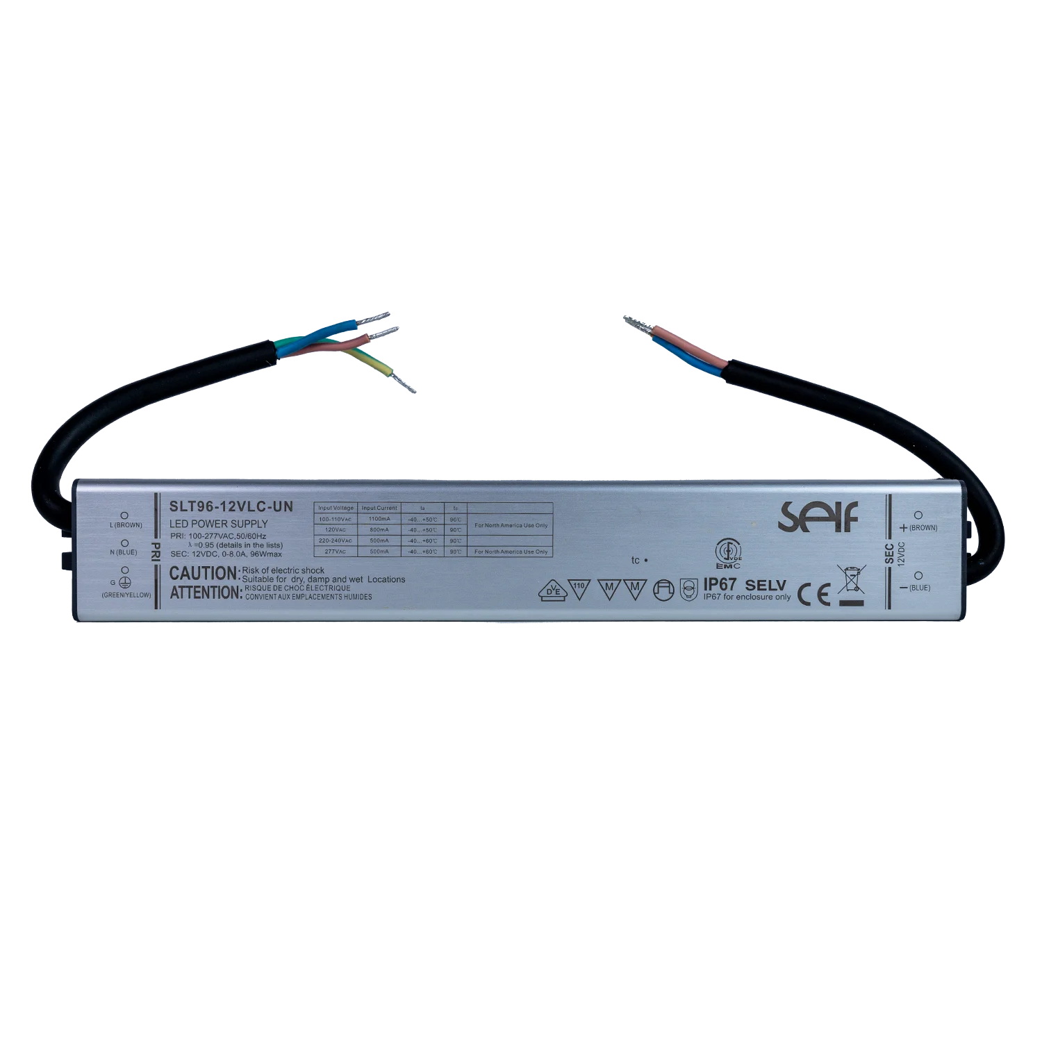 محول الطاقة الترالايت مقاوم للماء 12 فولت 96 واط IP67 (SLT96)