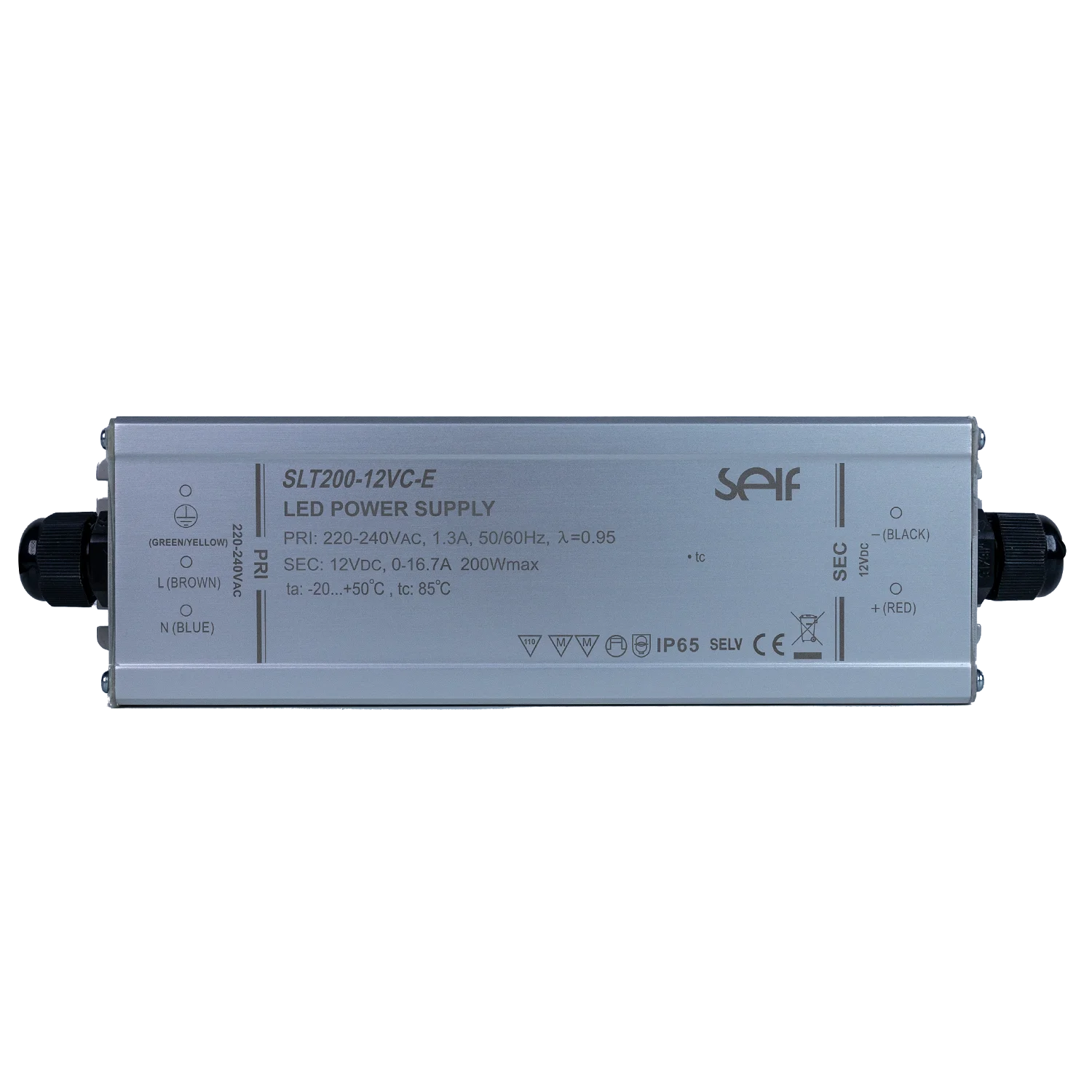 محول طاقة الترالايت مقاوم للماء 12 فولت 200 واط  IP65 (SLT200)