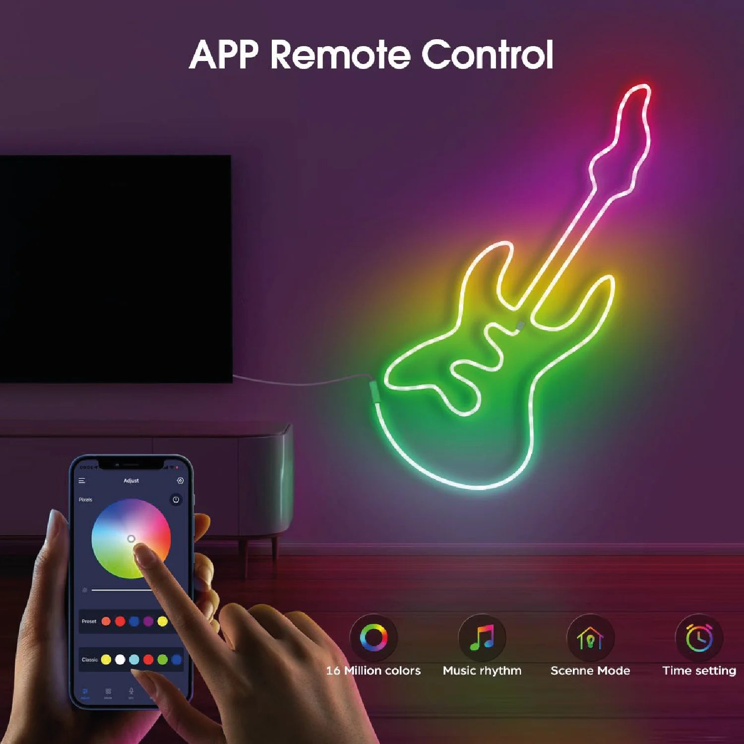 شريط إضاءة ليد مرن بتقنية USB وتزامن موسيقي - إضاءة ذكية 5 متر من الترالايت (RGB Flex Light)