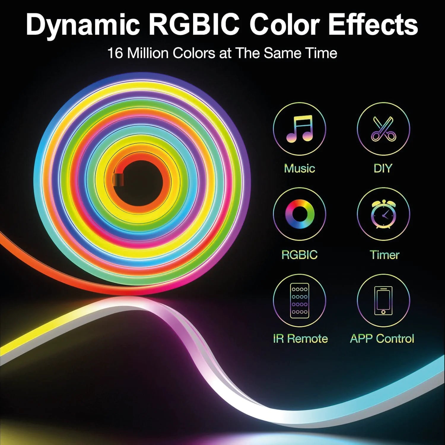 شريط إضاءة ليد مرن بتقنية USB وتزامن موسيقي - إضاءة ذكية 5 متر من الترالايت (RGB Flex Light)