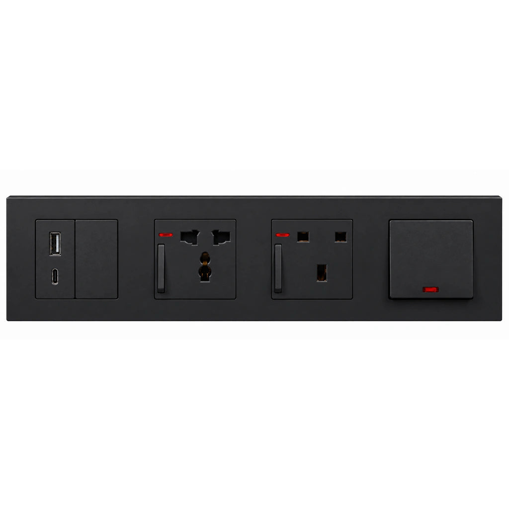6 Dune Modular Wall Switch & Socket Set – USB & Type-C (F-45A)