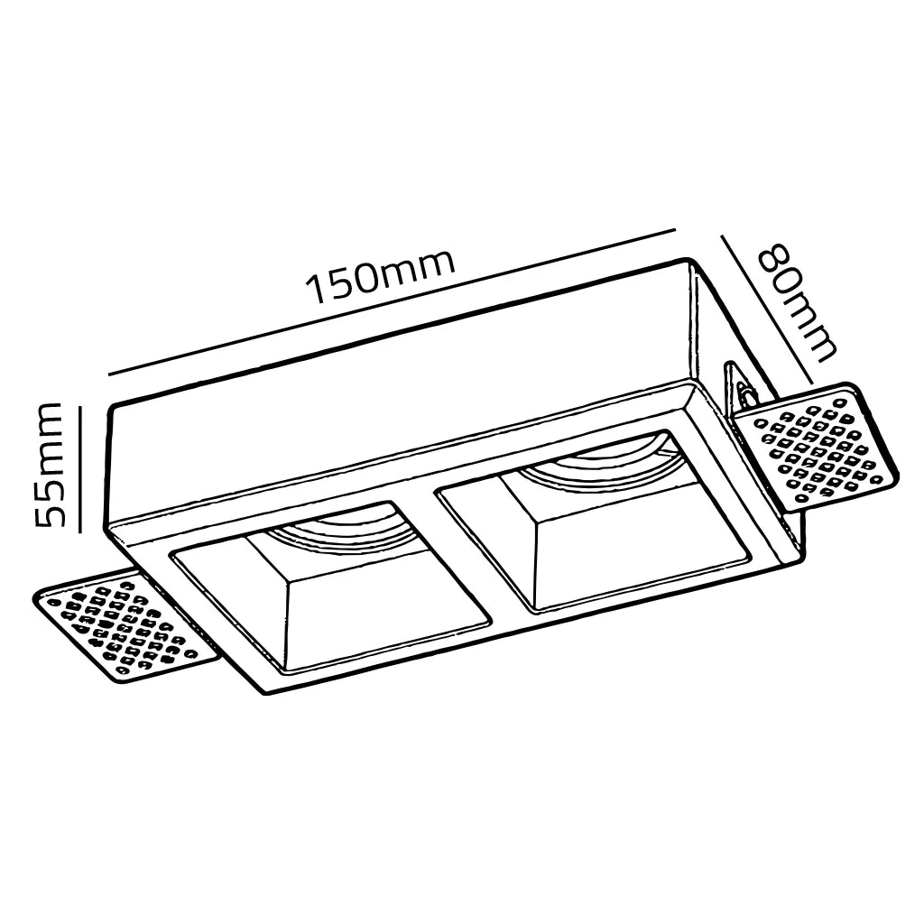 Trimless Gypsum Anti-Glare Dual Spot Light (BRV1310-2-SQ)
