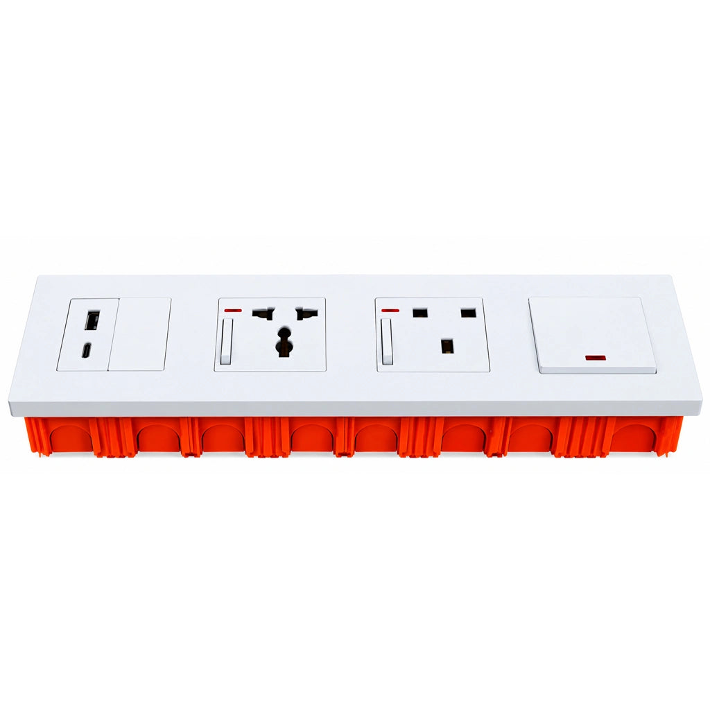 6 Dune Modular Wall Switch & Socket Set – USB & Type-C (F-45A) – 6