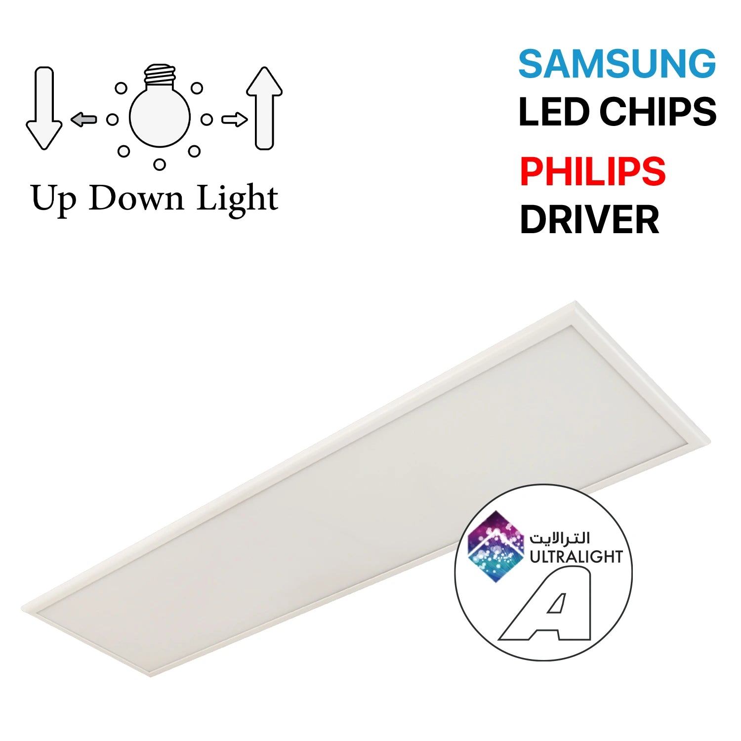 إنارة بانل داخلية بجهتين 120X30 - إضاءة عصرية قابلة للتعديل والتعتيم (BR6740)