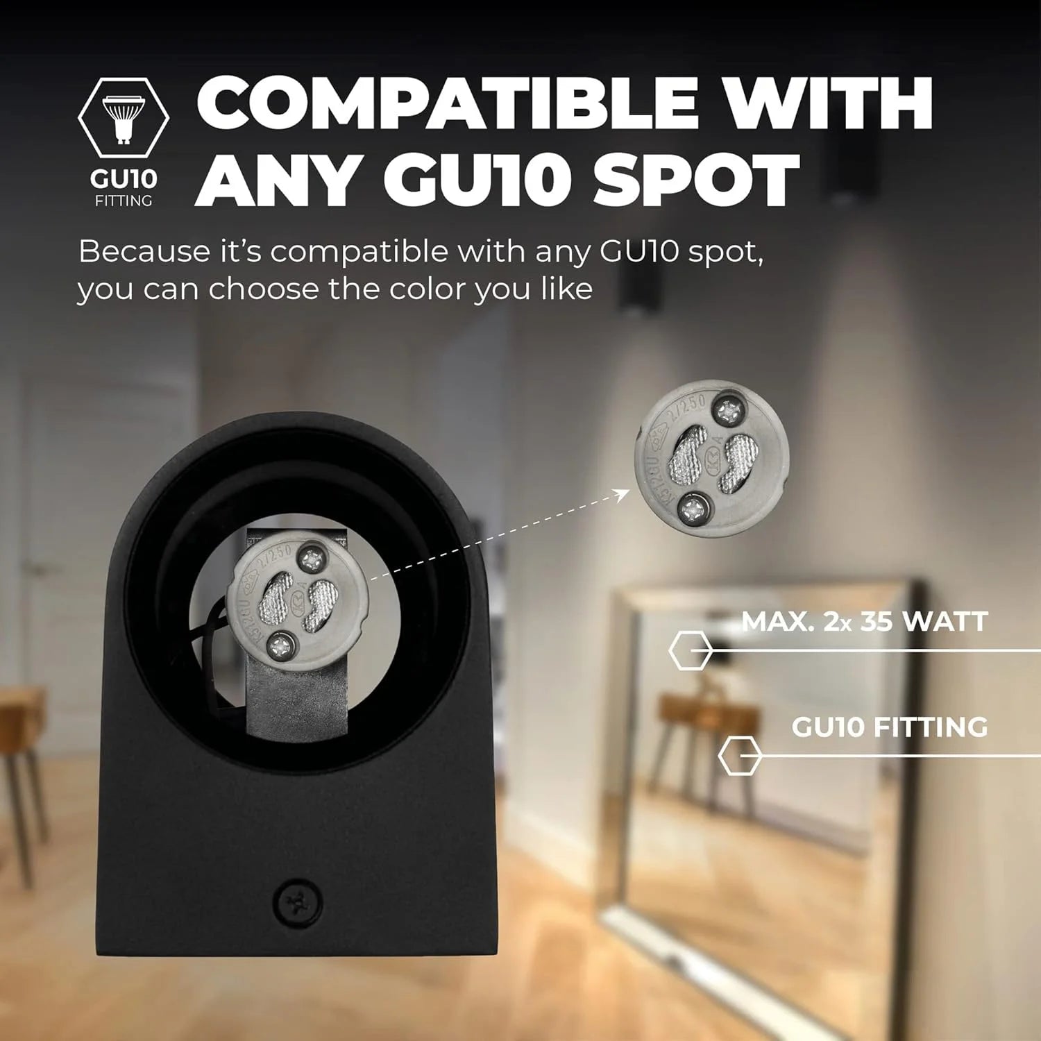 كشاف جداري عصري مع قاعدة GU10 - إضاءة جدارية خارجية مزدوجة لأعلى وأسفل (BD1002)