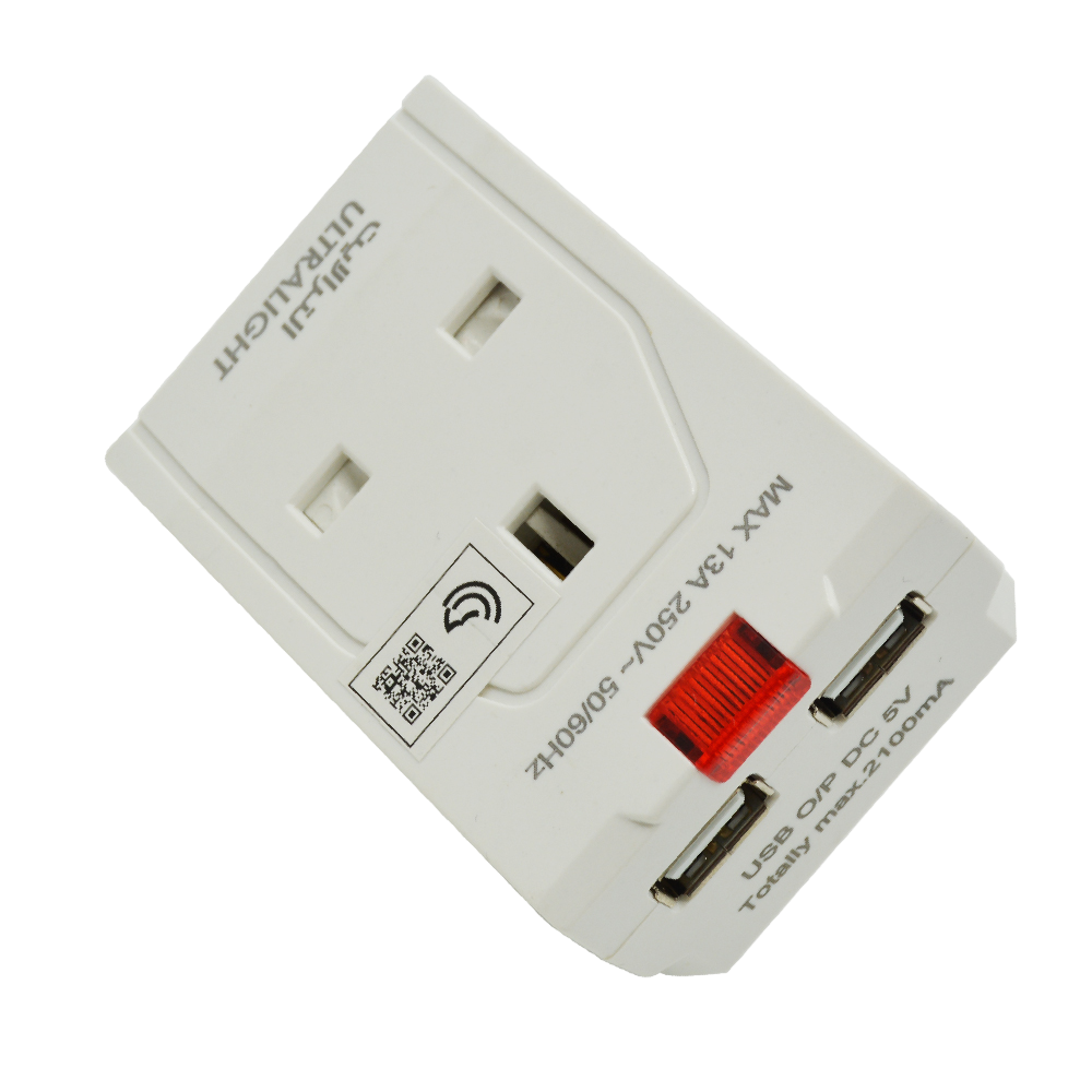 USB الترا لايت توصيلة فيش كهربائي مع مدخلين (AU010) 