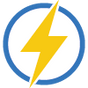 Logo with a yellow lightning bolt inside a blue circle