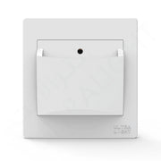 Light gray rectangular object with a small black circle and text on a white background