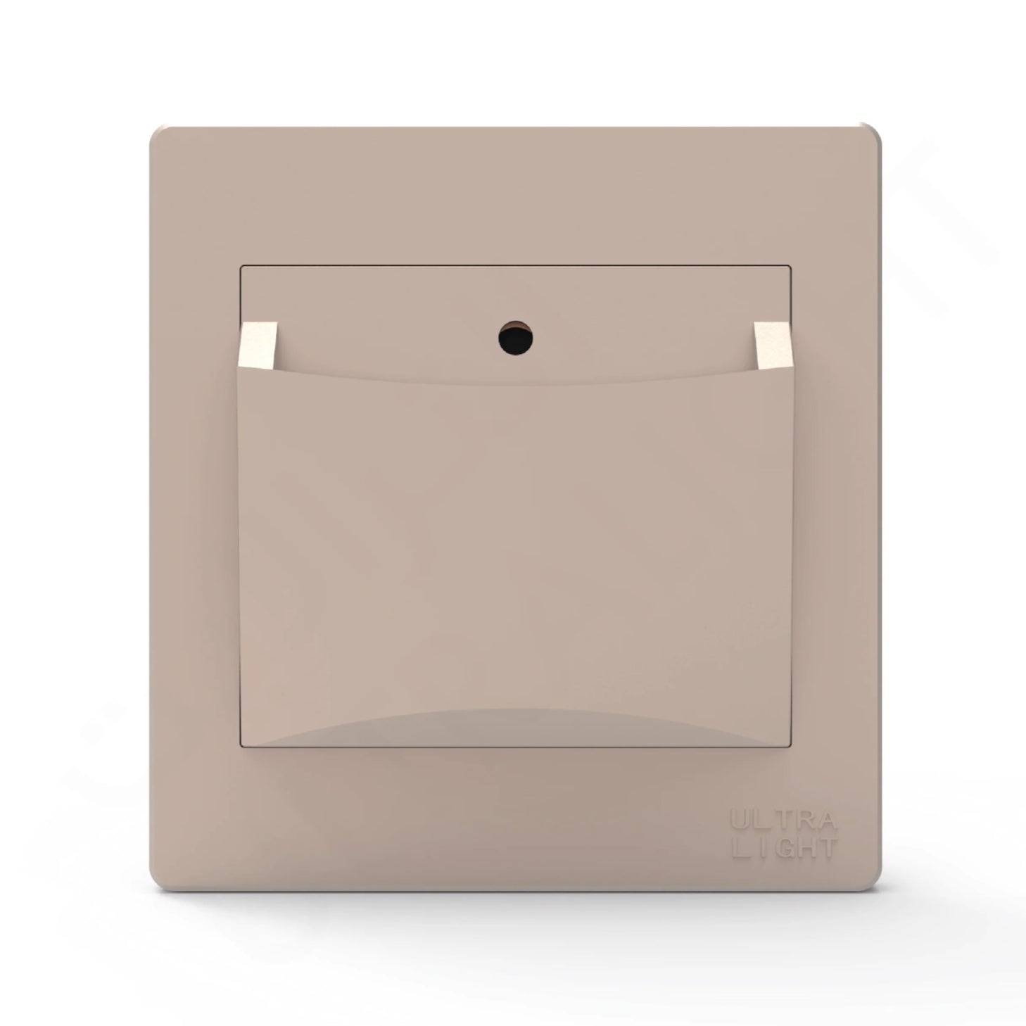 Beige pouch with a clear pocket on a white background