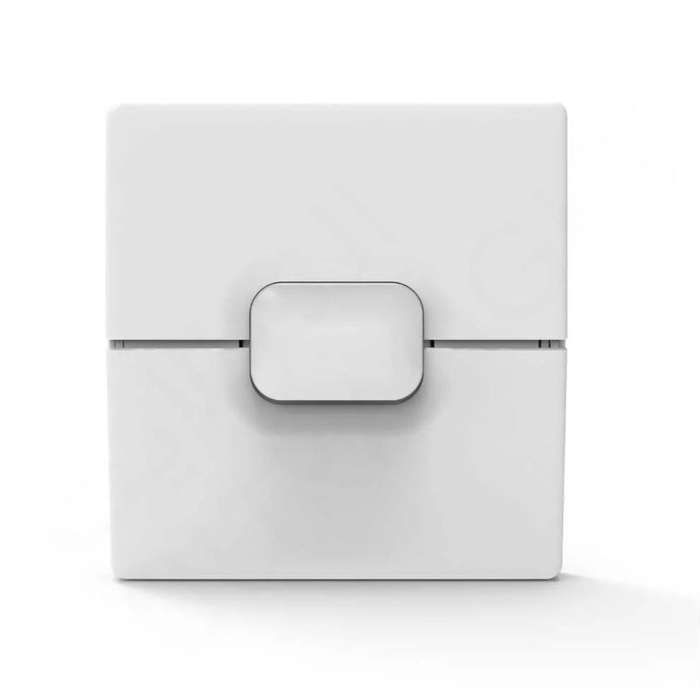 White rectangular product with a central square component on a white background