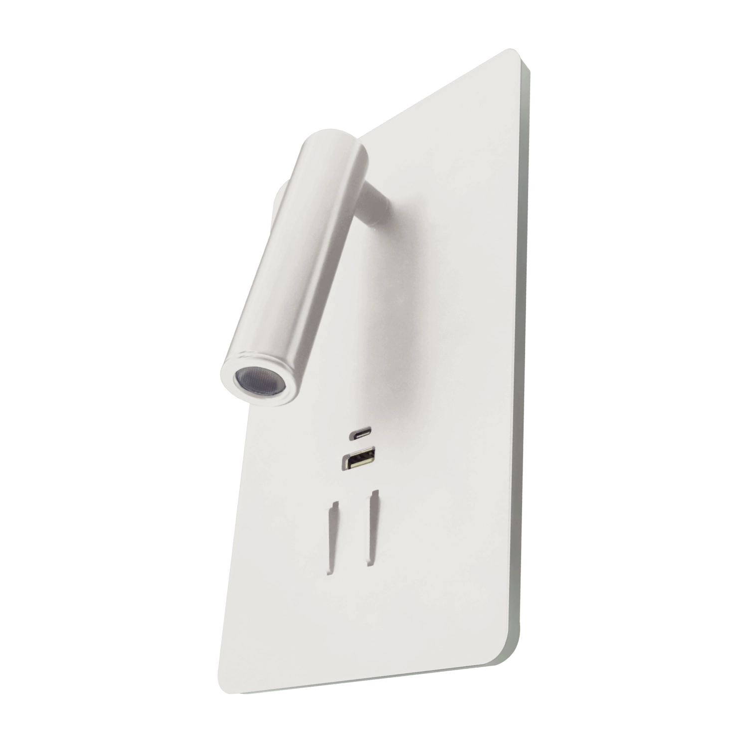 White electronic device with a small screen and buttons on a white background