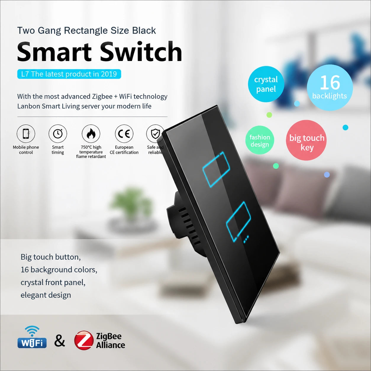 Ultralight Smart Touch Switch Double Gang (L7-HS2)