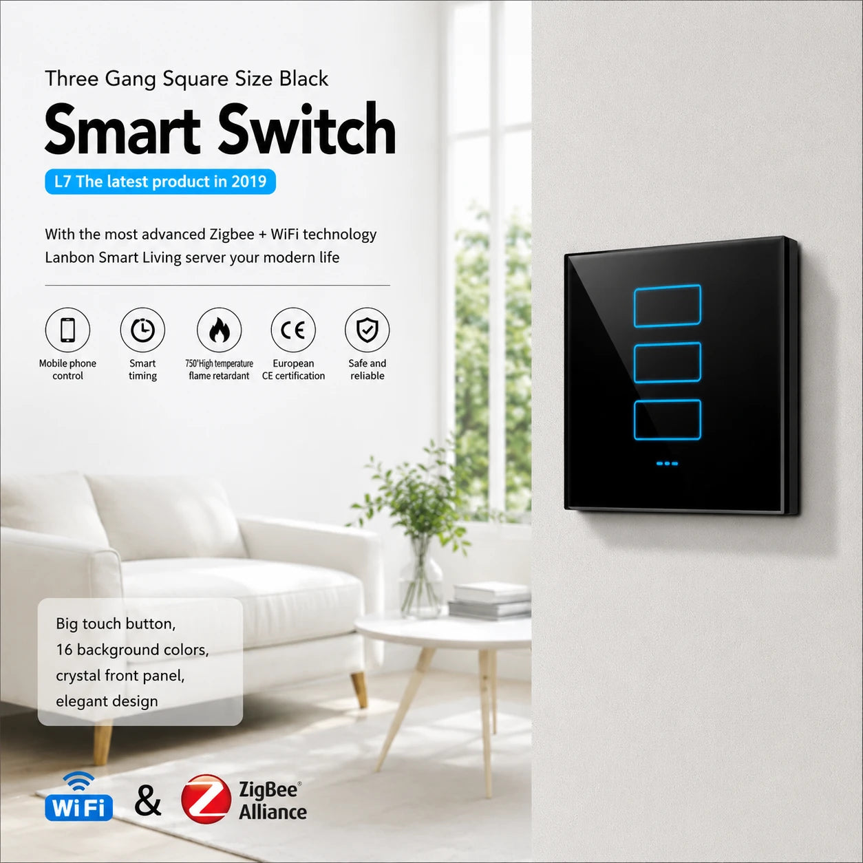 Ultralight Smart Touch Switch Three Gang (L7-HS3)