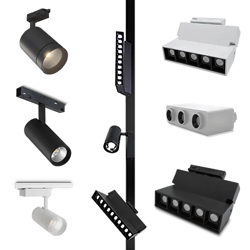 Collection of various lighting fixtures on a white background