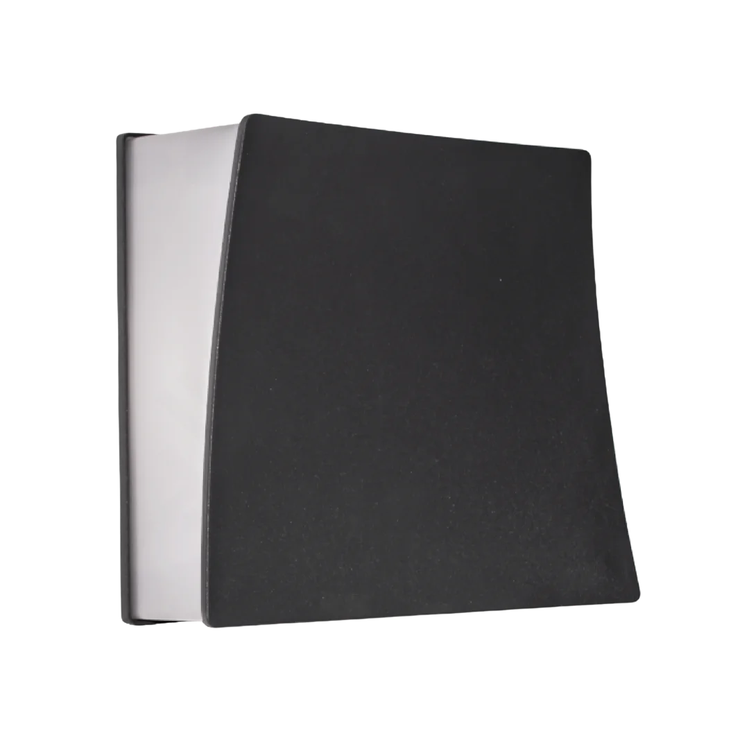 Black and silver rectangular object on a white background