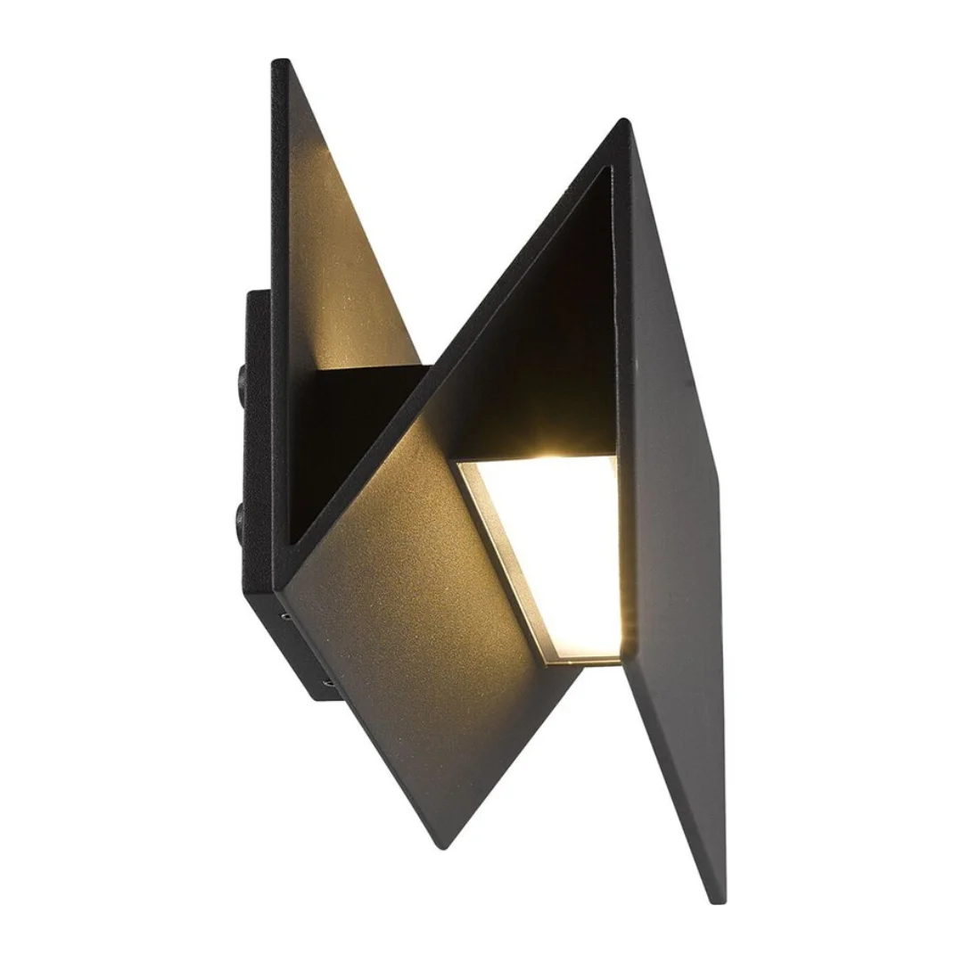 مصباح حائط ليد عصري 14.4 واط (H1521) مقاوم للماء IP54، إضاءة دافئة وهيكل ألمنيوم أسود للمداخل والممرات