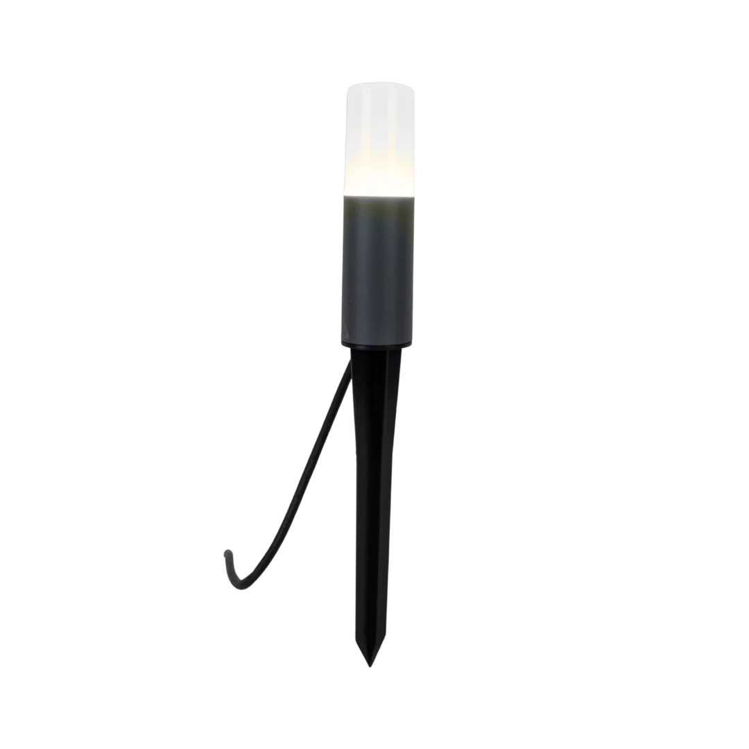 Black garden light with clear cover on a white background