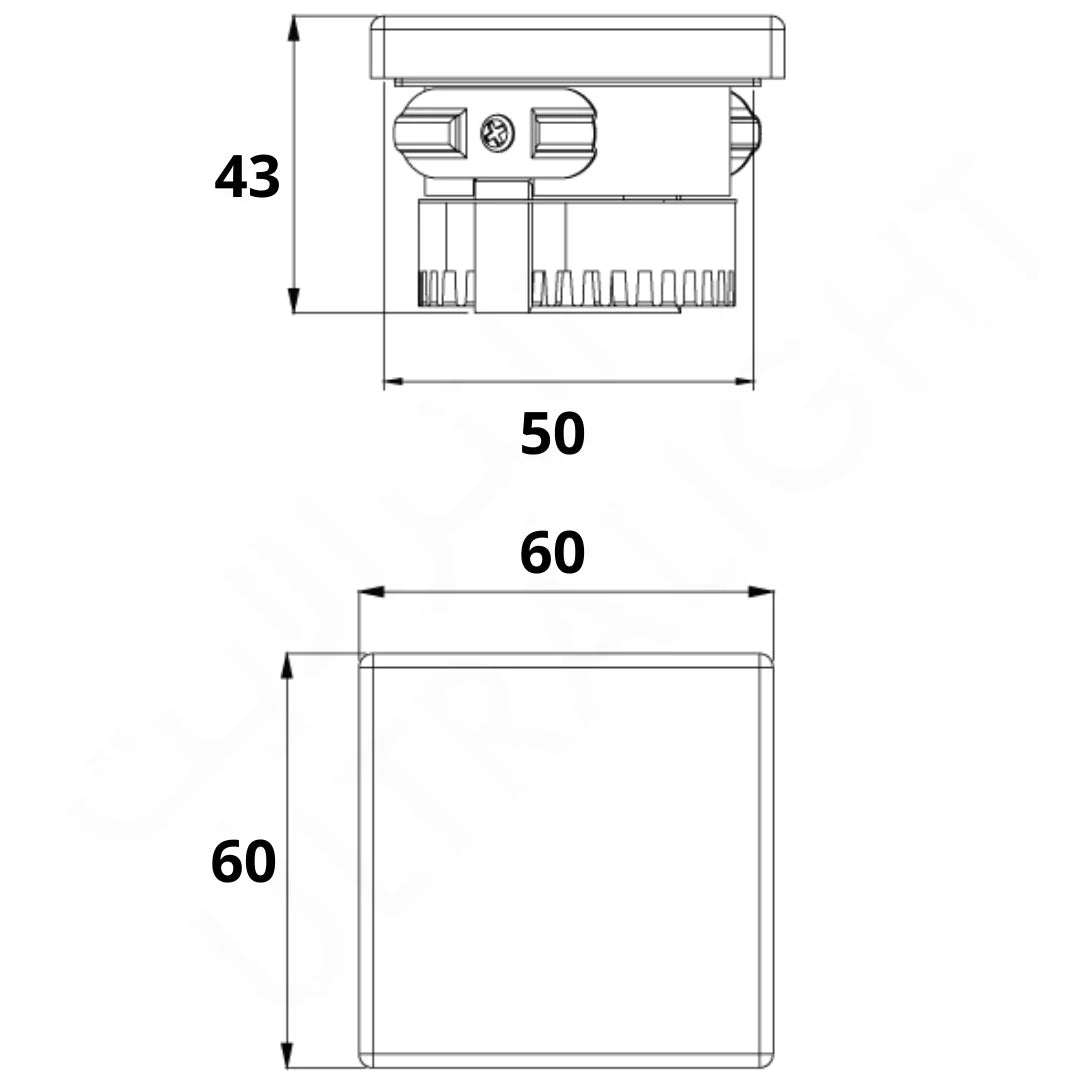 Technical drawing of a cylindrical object with dimensions labeled