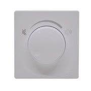 Gray wall-mounted control panel with a central dial on a white background