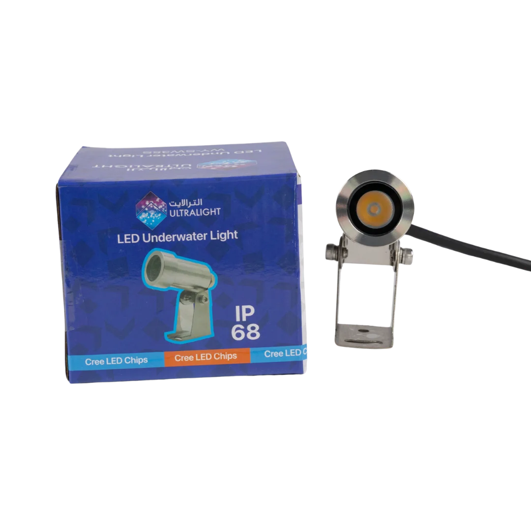 LED Underwater Light with packaging on a white background