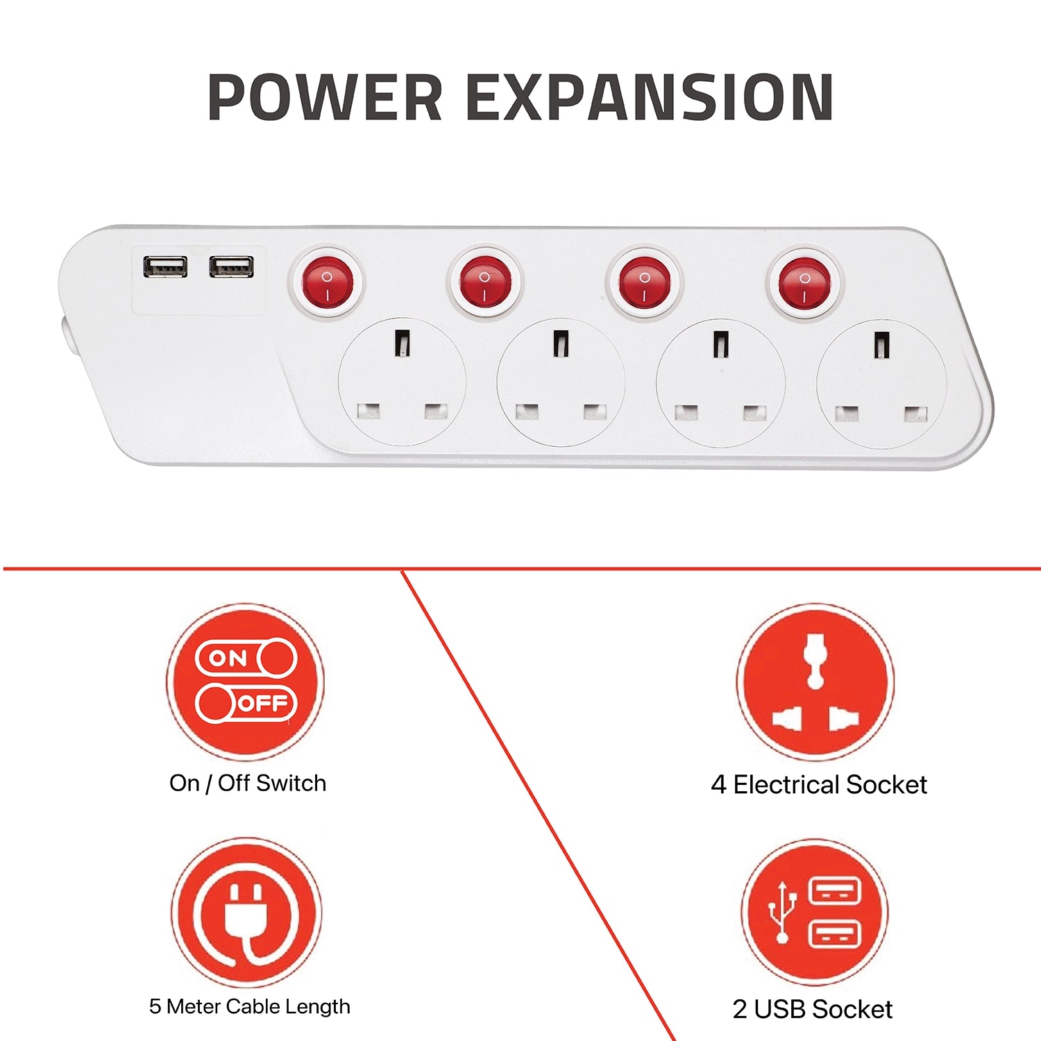 توصيلة كهربائية ٥ متر من الترا لايت (SU154-USB)