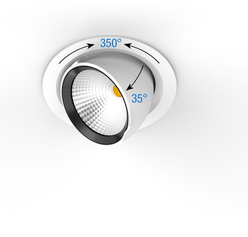 سبوت لايت سقفي مدمج قابل للتوجيه من الترالايت (BR6244) | إضاءة داخلية قوية بقدرة 45 واط