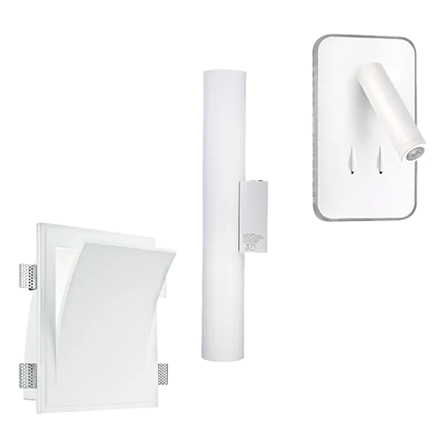 Set of modern wall lights on a white background