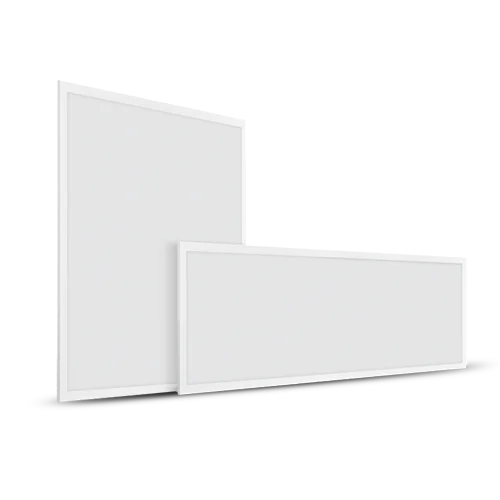 Two white rectangular panels on a white background