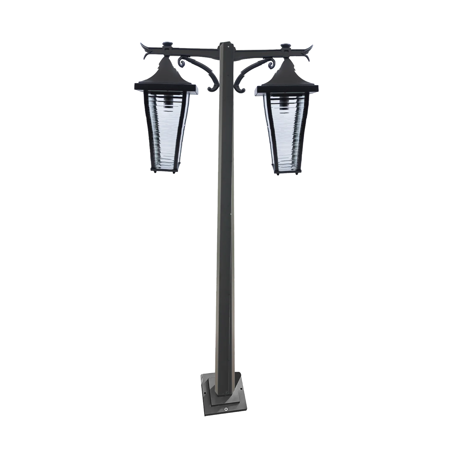 كشاف عمود إنارة خارجي بتصميم فانوس كلاسيكي مزدوج (0304-PL059-2) - قاعدة مزدوجة E27 – مقاوم للعوامل الجوية IP44