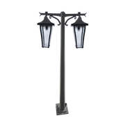 كشاف عمود إنارة خارجي بتصميم فانوس كلاسيكي مزدوج (0304-PL059-2) - قاعدة مزدوجة E27 – مقاوم للعوامل الجوية IP44