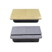 Two electronic devices, one gold and one black, on a white background