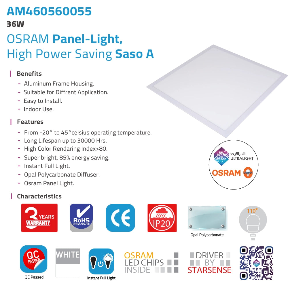 Ultralight LED Panel Light 36W CRI+95 - OSRAM Led (AM460560055)