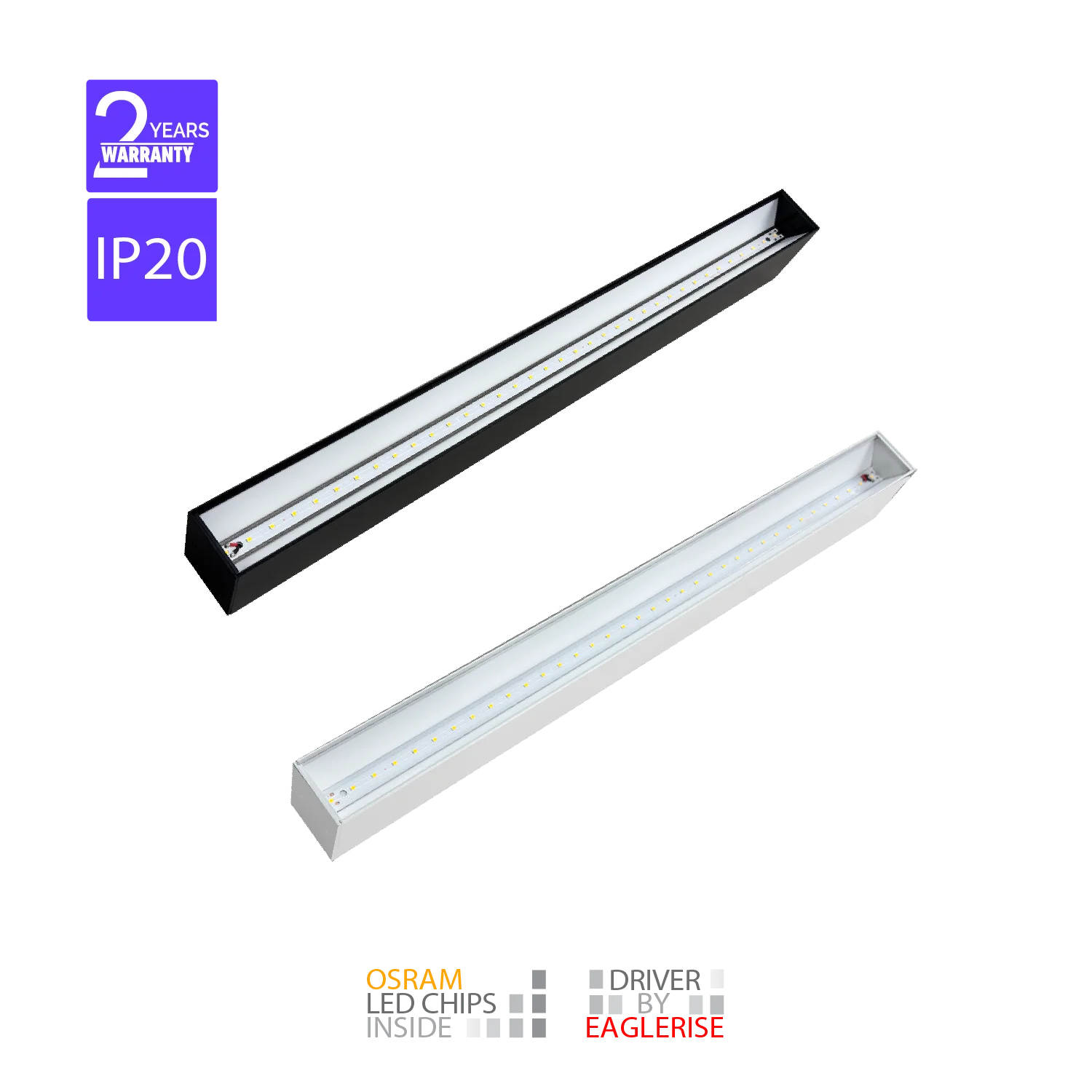 كشاف خطي ليد مدمج ومعلق (BR5124) من الترالايت – إضاءة داخلية موفرة للطاقة من OSRAM