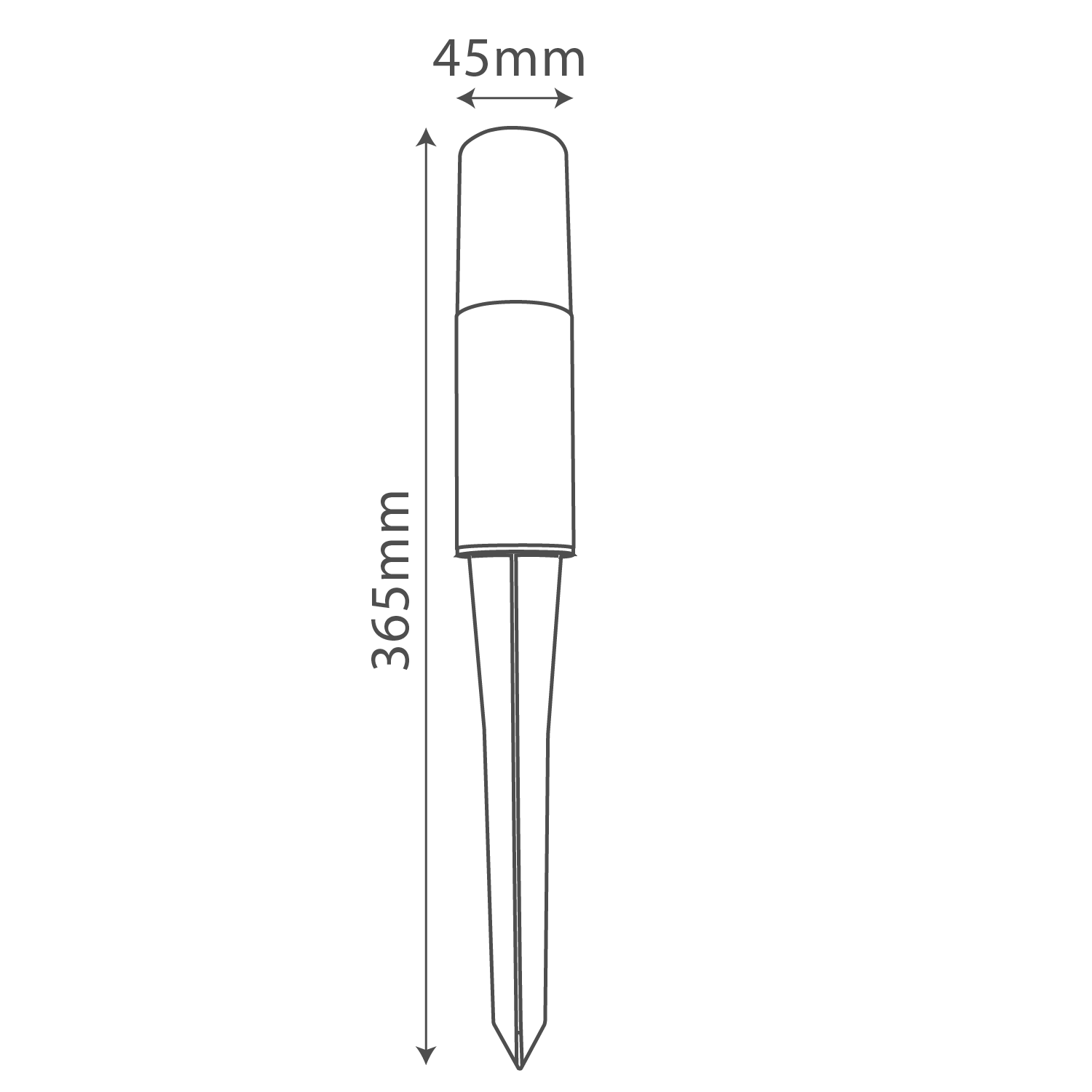 Measurement diagram of a cylindrical object with dimensions labeled.