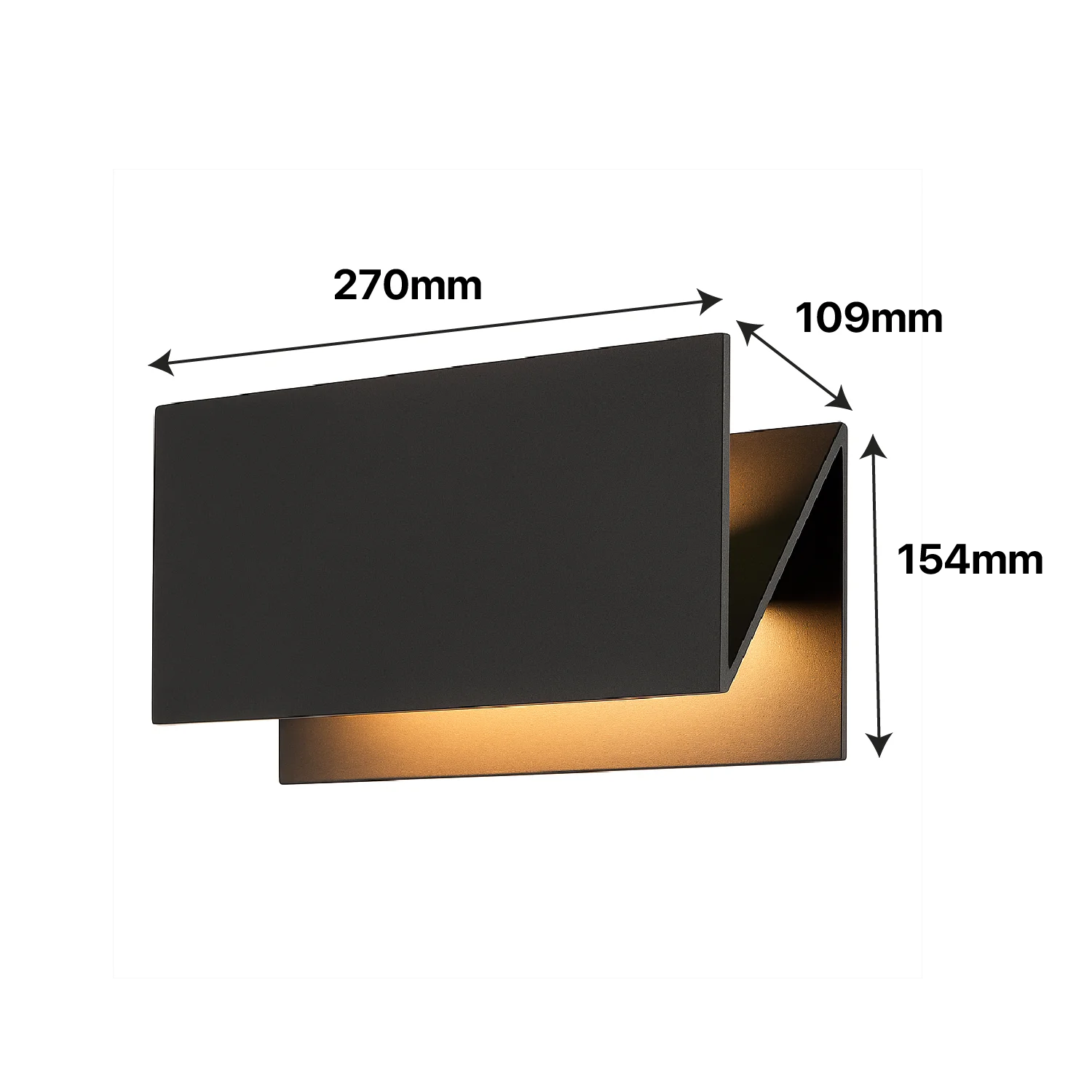 مصباح حائط ليد عصري 14.4 واط (H1521) مقاوم للماء IP54، إضاءة دافئة وهيكل ألمنيوم أسود للمداخل والممرات