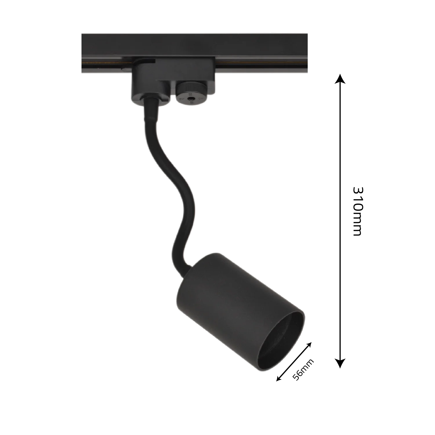 كشاف تراك لايت قاعدة GU10 – بذراع متحرك و لون أسود للاستخدام الداخلي (RB06-26GU-S)