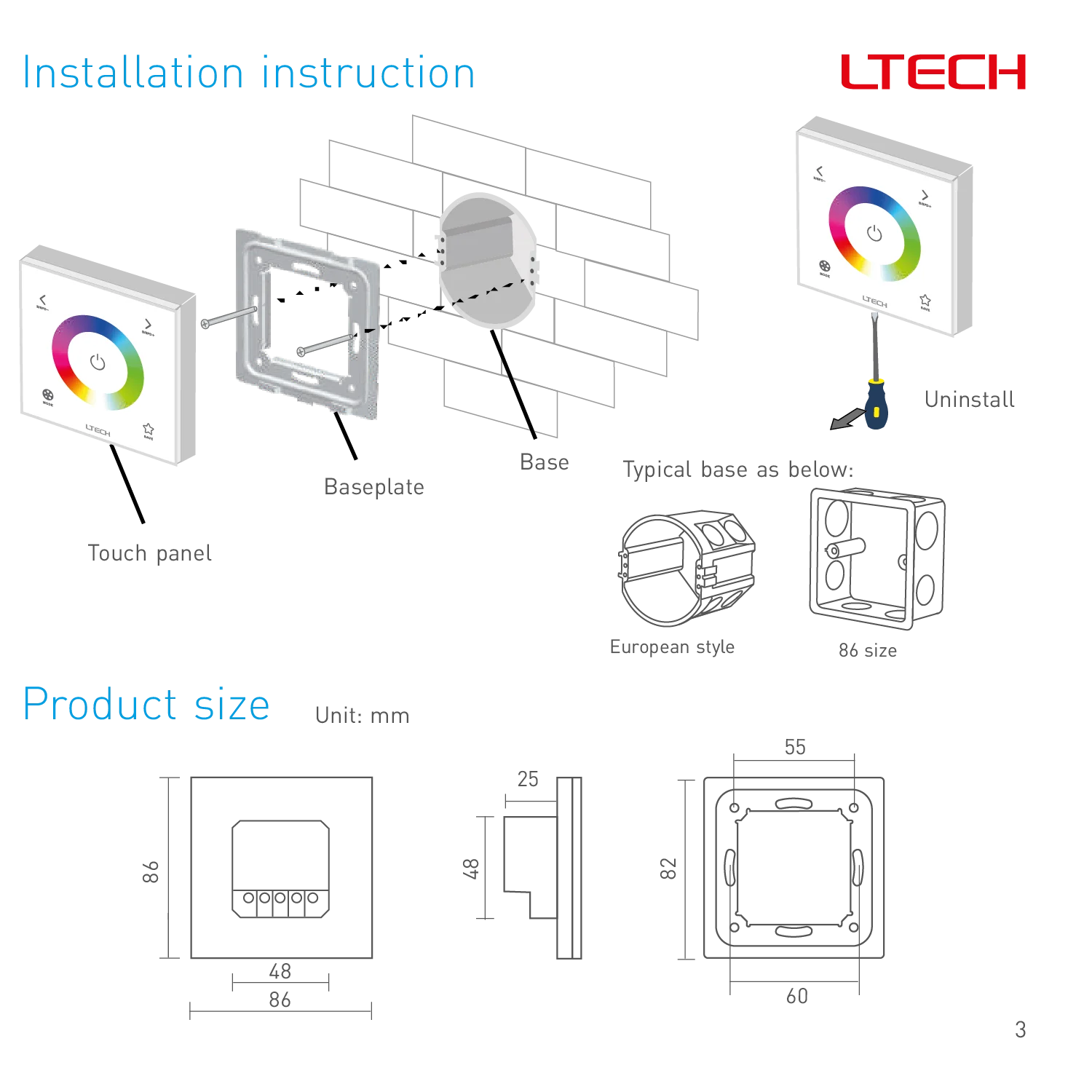 RGB Smart Dimmable Touch Panel (EX3)