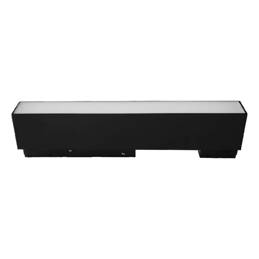 Black rectangular object with a reflective surface on a white background
