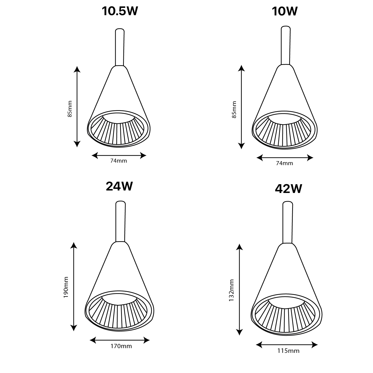 إنارة معلقة مخروطية داخلية من الترالايت (BR6021)