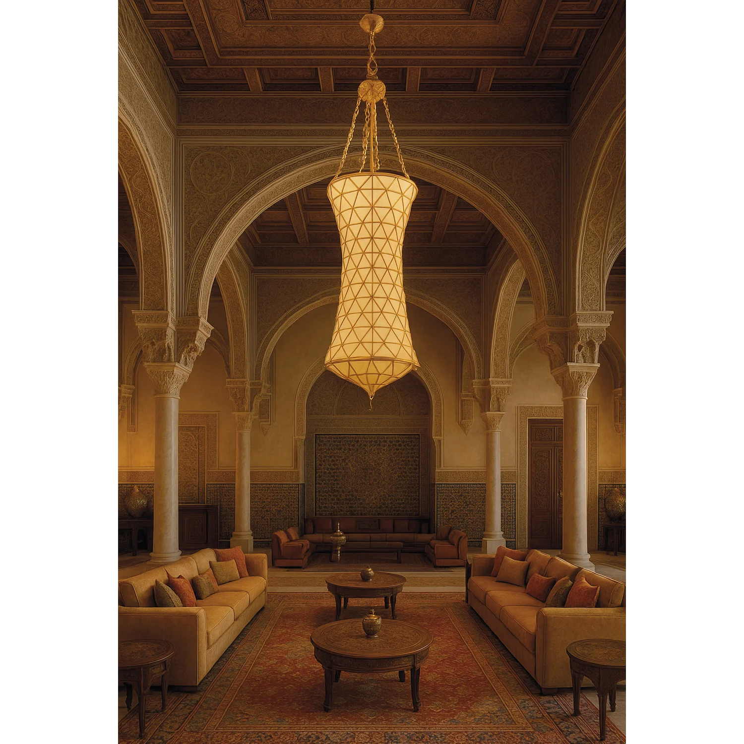 ثريا نحاسية فاخرة بتصميم هندسي أنيق من الترا لايت 9 لمبات E14 (P3452-500)