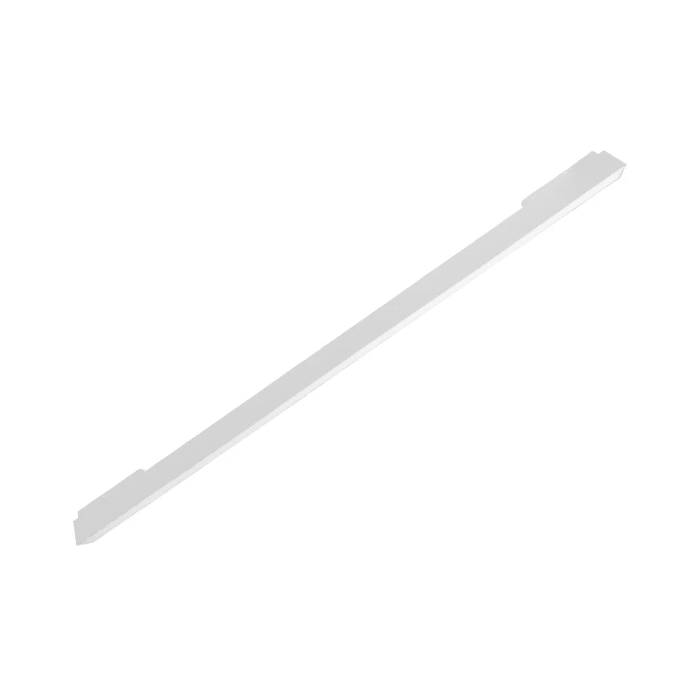 Long, thin metallic object on a white background
