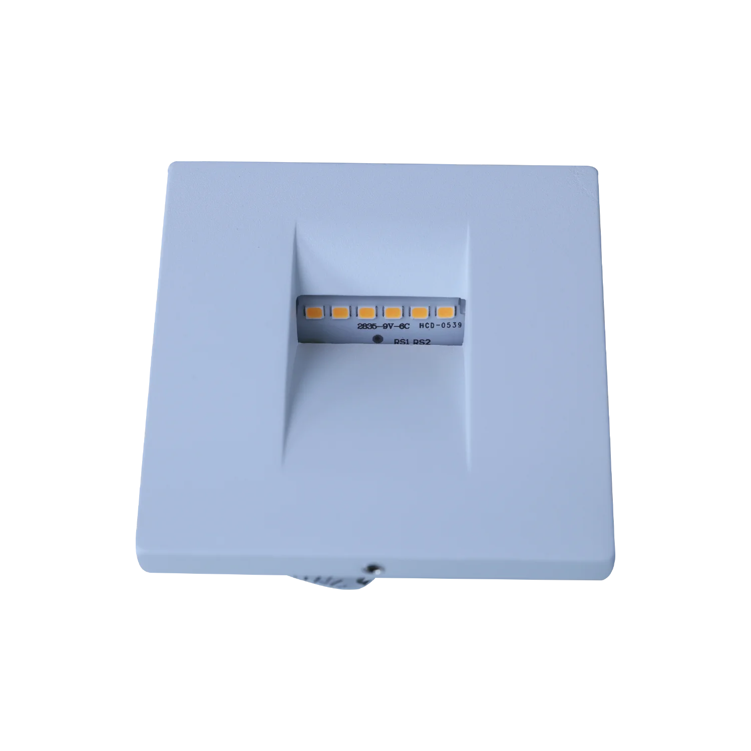 Rectangular blue electronic component on a white background